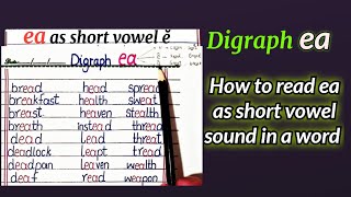 Digraphs ea. ea as short vowel sound. English spelling rules
