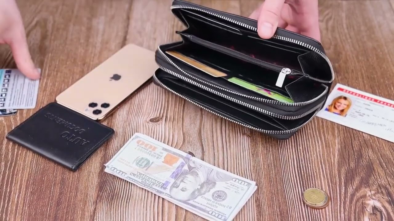 Оригинальный мужской клатч из натуральной кожи черного цвета KARYA 21312