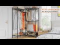 Raybee 750lbs Heavy Duty Portable Clothes Rack with Shelves Metal Wire Garment Rack for Bedroom