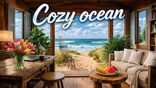 ​Relaxing Ukulele Music & Ocean Waves • Cozy Sea Cabin Ambience for Study, Sleep, Relax
