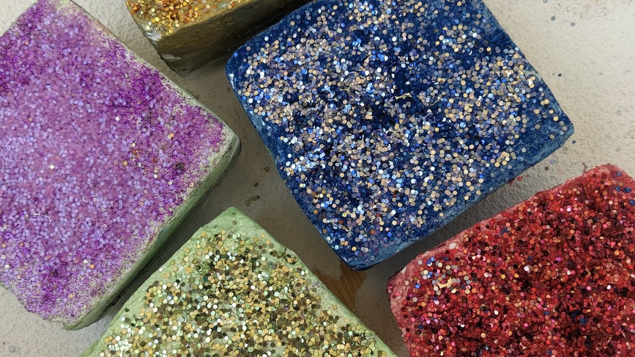 Multicolor Dyed Gym Chalk Blocks with Glitters HBD @OxideFabricDollAsmr ...