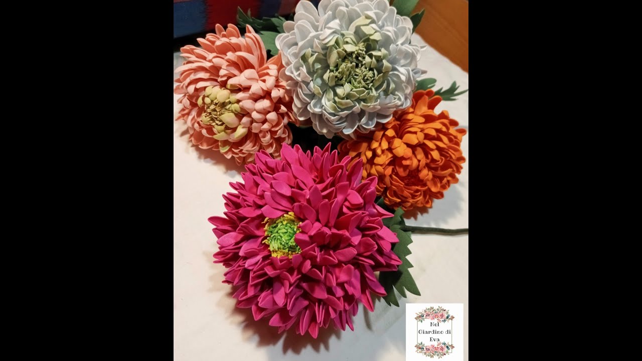 ✨Crisantemo in gomma eva con cartamodello #diy #fommy #gommacrepla