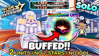 Buffed Emilia Destroyed Hunt On Blacksmith Raid (No 7-Stars: 2 Units) All Star Tower Defense Roblox