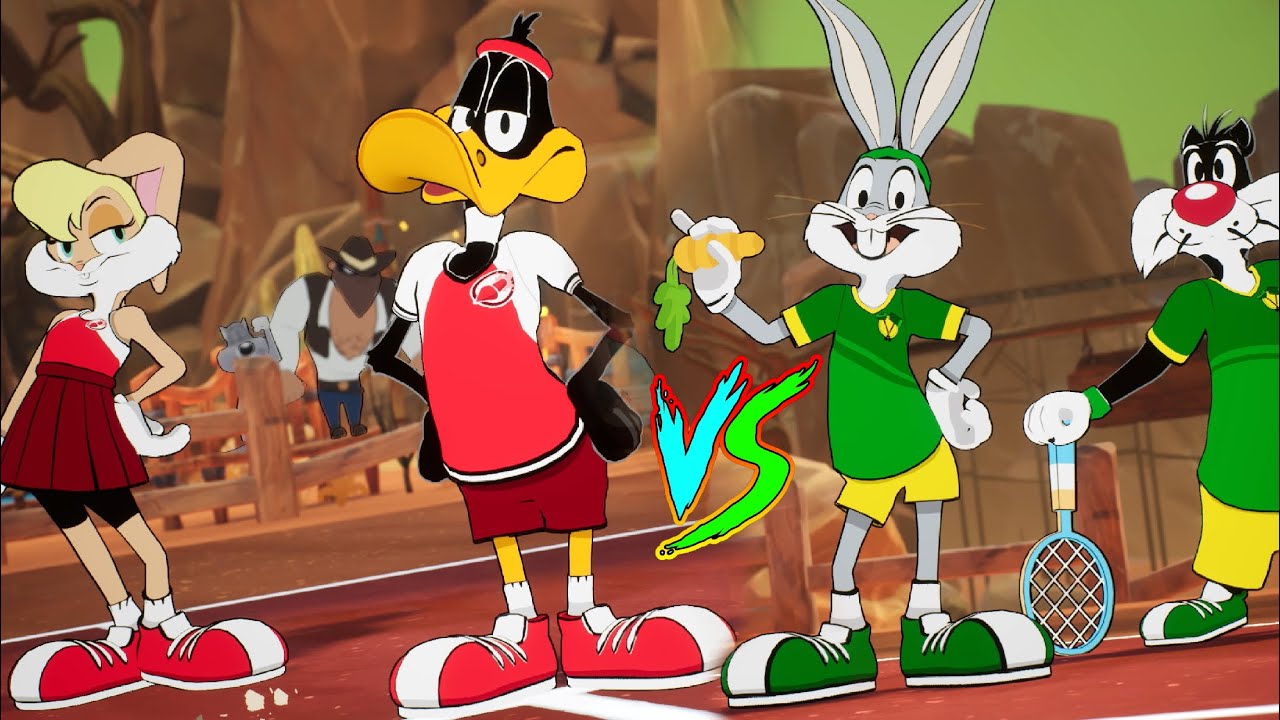 BUGS BUNNY & SYLVESTER THE CAT VS DAFFY DUCK & LOLA BUNNY - TENNIS