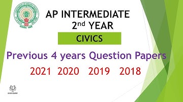 AP Inter 2nd Year Civics (EM) 2021, 2020, 2019, 2018 Question Paper public exams ipe #APInterPapers