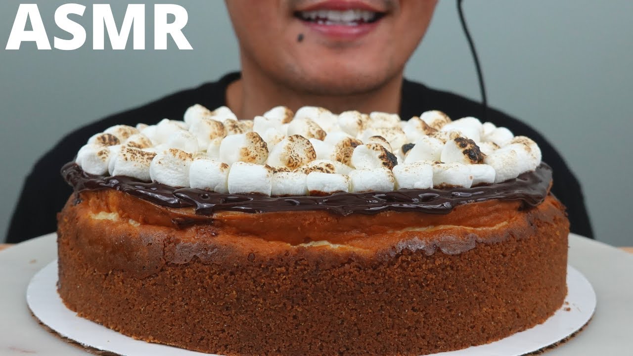 ASMR | Homemade S'mores White Chocolate Cheesecake | The Hangry Mole