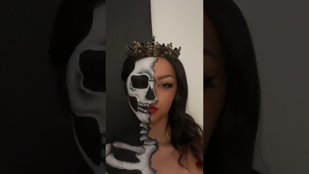 Spooky half skeleton makeup