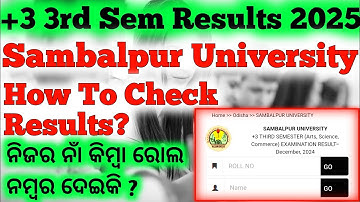 🎯how to check sambalpur university 3rd semester result 2025 @Rkkidofficial