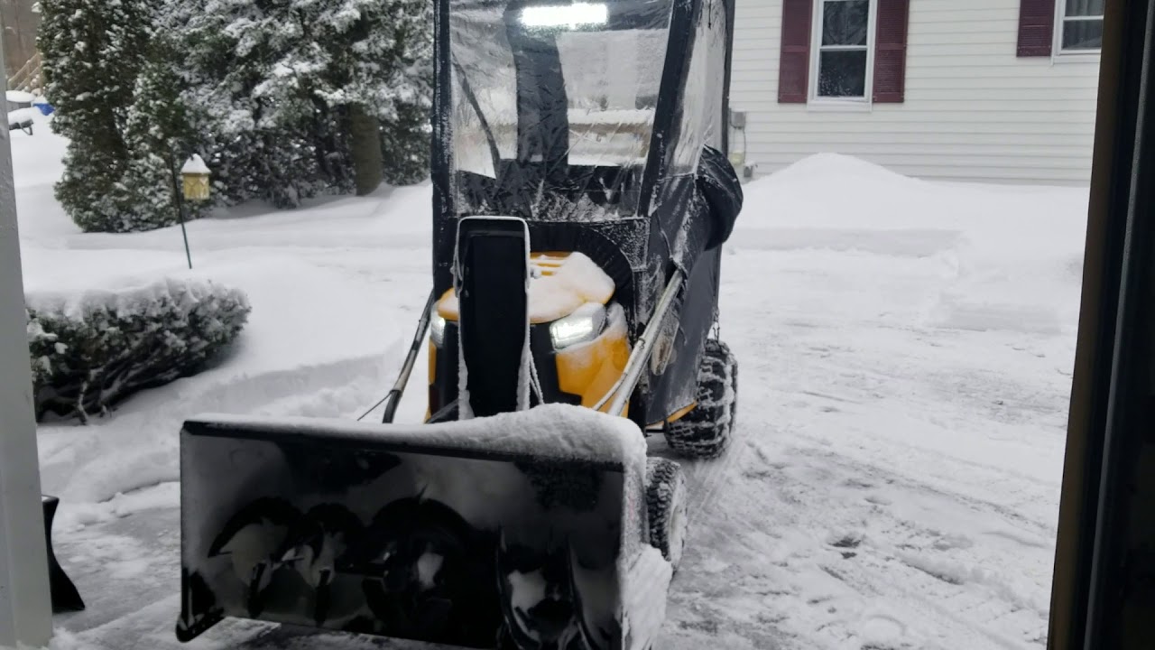 Cub Cadet XT2 with 42" 3x blower (10" storm) - YouTube