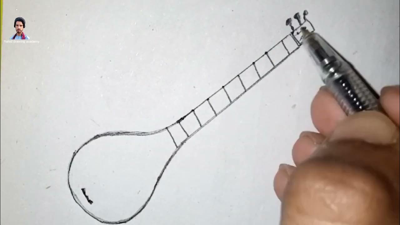 How To Draw Sitar Artist Rahid Khan Step By Step Sitar Drawing