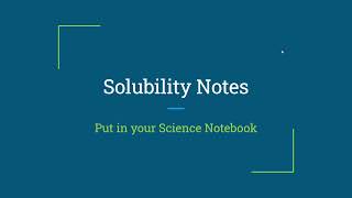 Solubility Notes