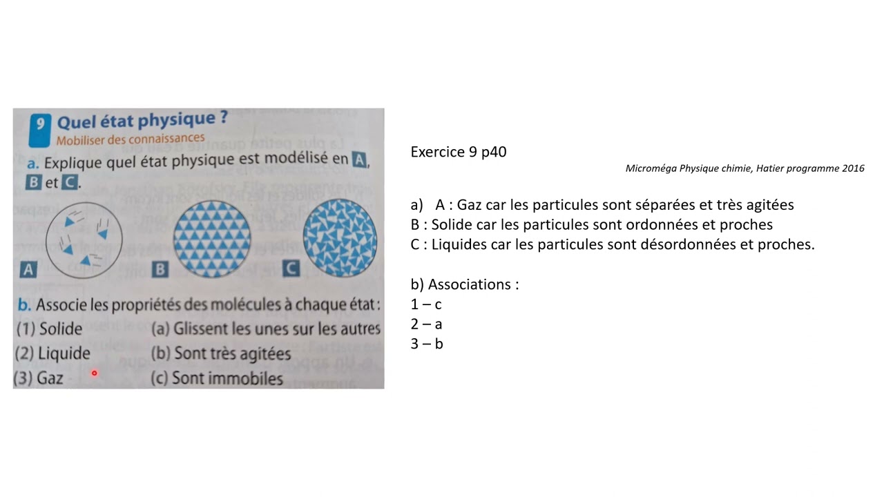 correction exercices 4eme constitution de la matière - YouTube