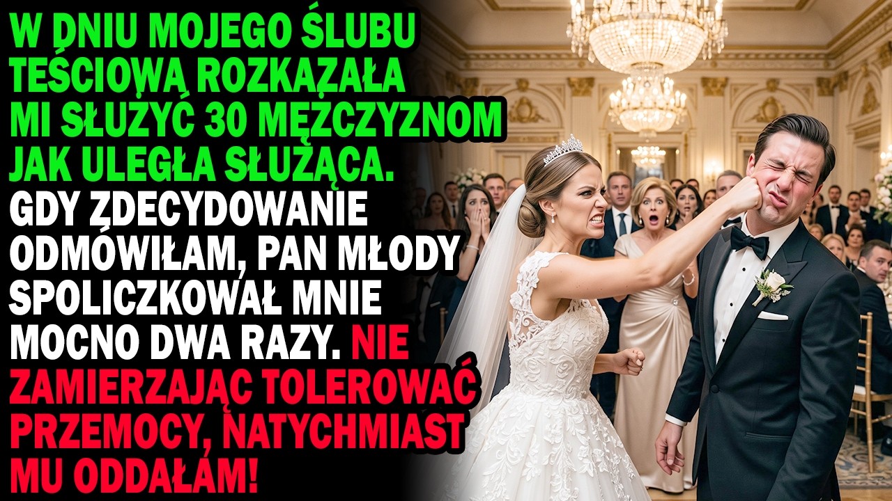 Siedziałam w sukni ślubnej, gdy moja przyszła teściowa kazała mi założyć brudny fartuch i obsługiwać trzydziestu mężczyzn "zgodnie z tradycją". A kiedy odmówiłam, mój narzeczony, facet, któremu...