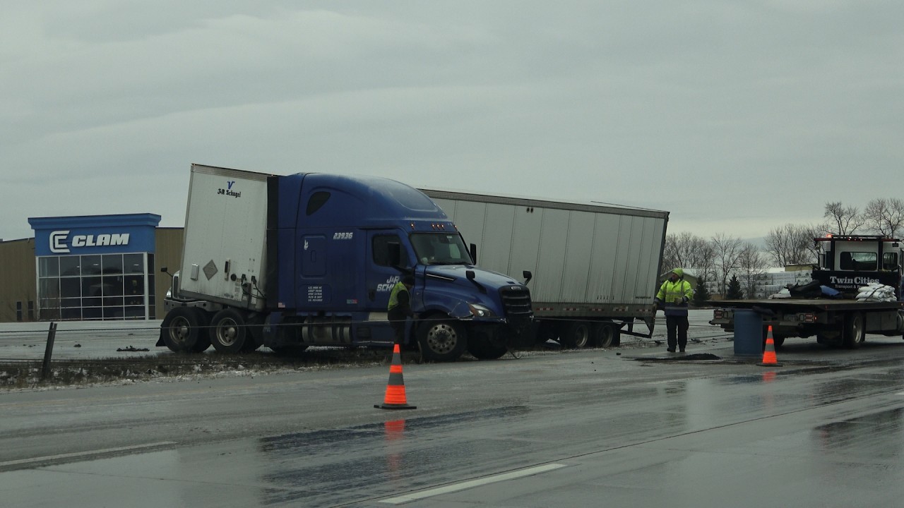 Freezing Rain And Lots Of Jack-Knifed Semi-Trucks, I-94, Twin Cities North Metro