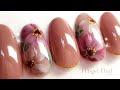 上品オータムフラワーネイルアート♡Elegant Autumn Flower Nail Art