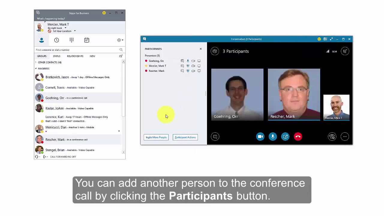 Skype for Business Windows Start a Conference Call and Add