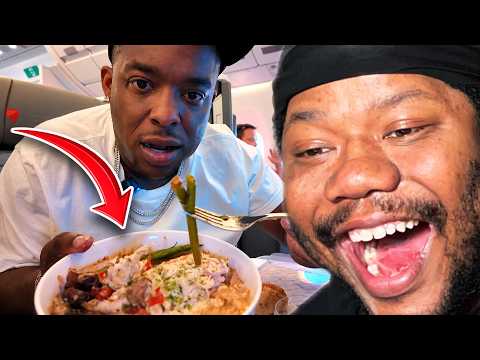 Dub Testing Out 1st Class Airplane Food For The First Time | Not What You Expect !!