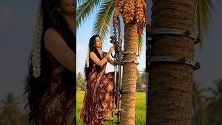 Village Woman Climbing Date Palm Tree with Machine 😱🌴 | Traditional Date Harvesting