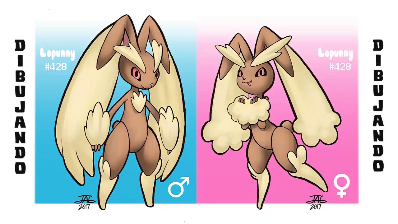 Dibujando a Lopunny macho y hembra + Shinny Proceso COMPLETO - YouTube