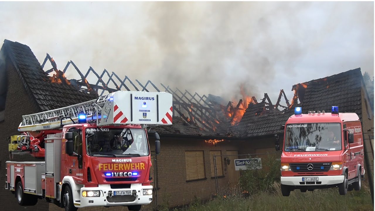 [Dachstuhlbrand+Sirenenalarm] Dachstuhlbrand in Hörstel--Einsatzfahrten--Interview uvm!