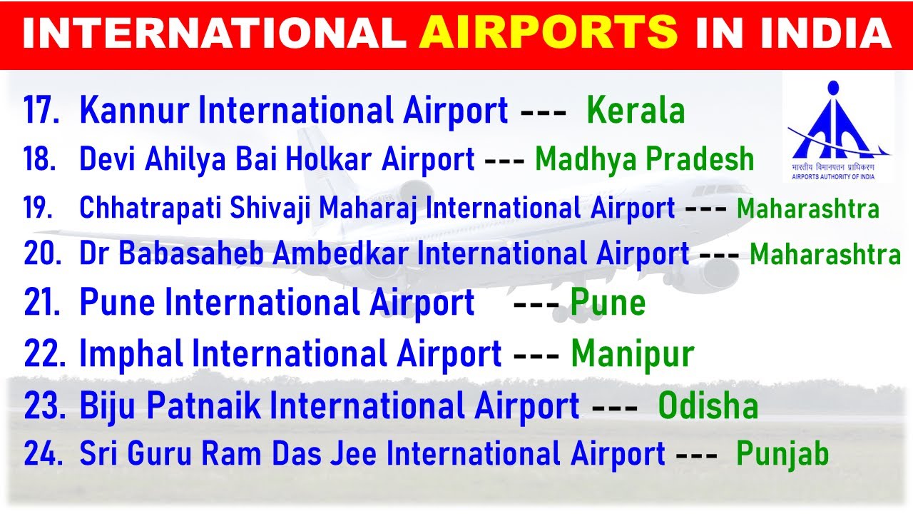 INTERNATIONAL AIRPORTS IN INDIA| INDIAN AIRPORTS |STATIC GK - YouTube
