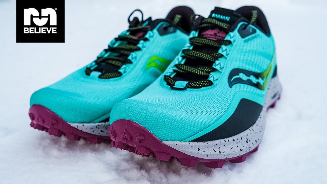 Saucony Peregrine 12 Trail Running Shoes - Teal and Black Women main image 3