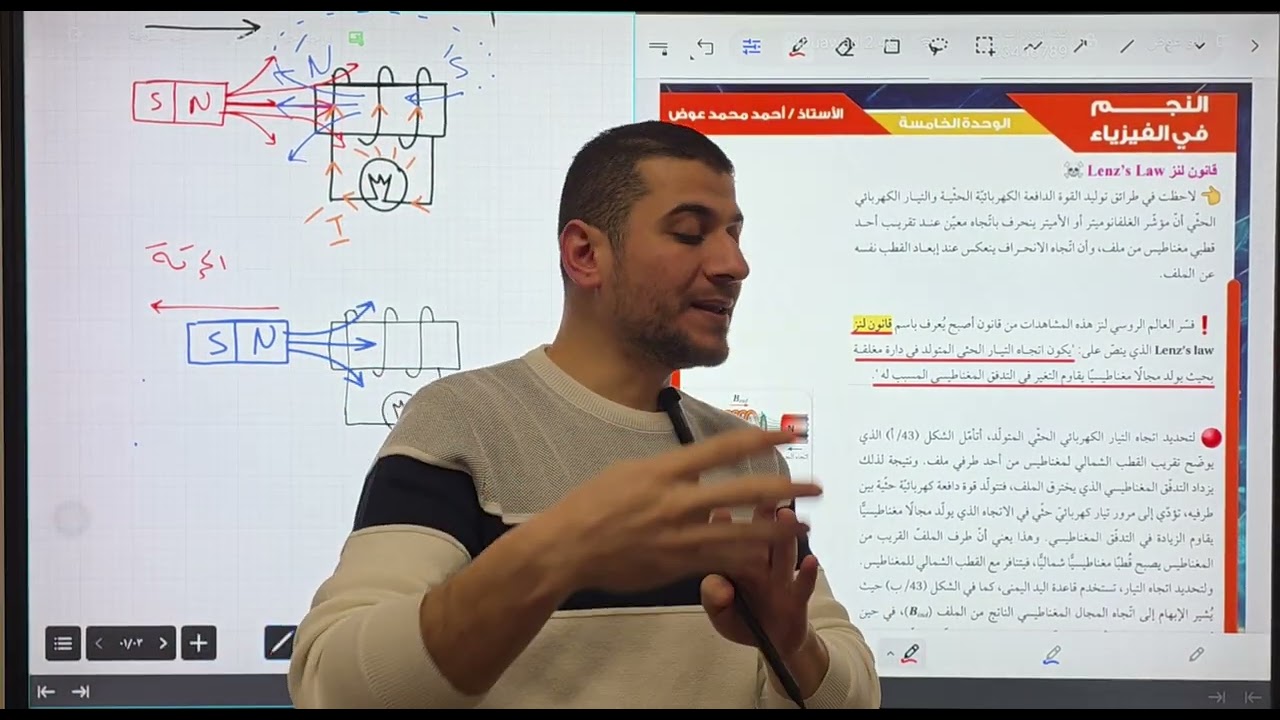 قانون لنز / 1 / فيزياء التوجيهي/ أحمد_عوض 