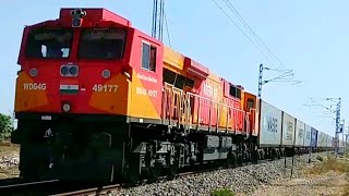 WDG4G & WDG4 with large freight train, clip 3