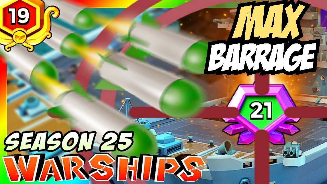 🔴LIVE🔴 Boom Beach Warships Season 25 - Max BARRAGE & Can My 4 ER Make Diamond!?