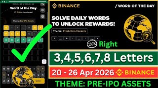 Theme Pre-IPO Assets | Binance Crypto WODL Answers Today | All Letters WOTD screenshot 3