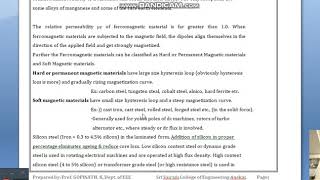 Lecture Video 17EE64 Module 1 Ferromagnetic Materials Soft Magnetic materials – Solid Core Materials screenshot 1
