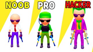 NOOB vs PRO vs HACKER in Run Gun 3D game Gameplay All Levels‏ screenshot 1