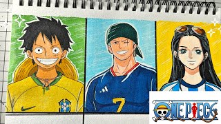 Drawing One Piece Characters as FIFA Players 🏴‍☠️🔥| one piece #shorts #drawing #animeart #onepiece