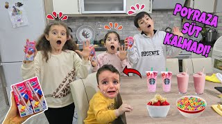 POYRAZ ELİF KUZENLERİ ÇİLEKLİ SÜTÜ PAYLAŞMADI EYVAH!!!