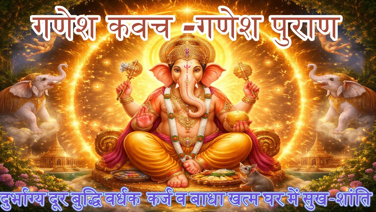 गणेश कवच (गणेश पुराण)  संकट नाशक, बुद्धि वर्धक मंत्र  Ganesh Kavach #Ganesh#GaneshMantra#Vighnaharta