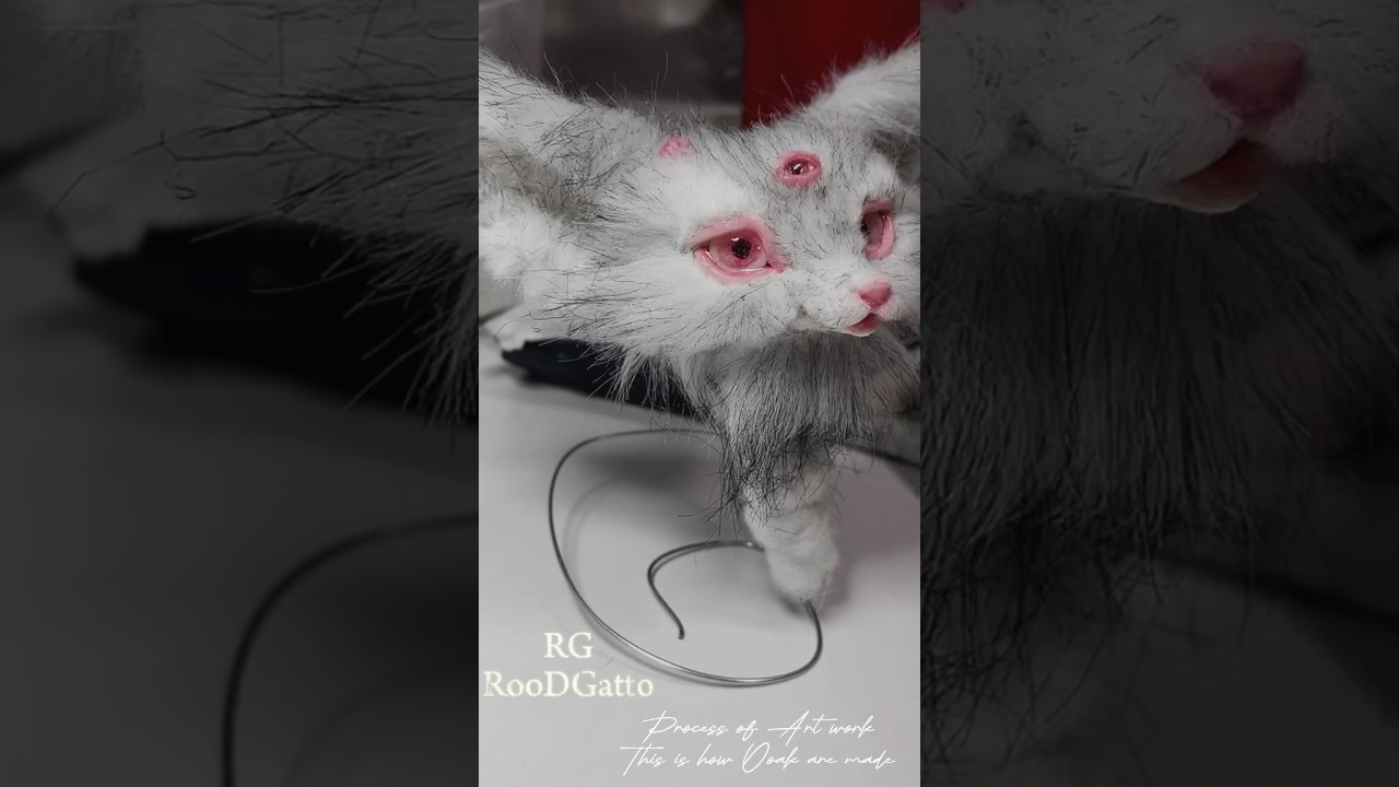 Modern art, process of create ooak doll, sculpture fox kitsune realistic