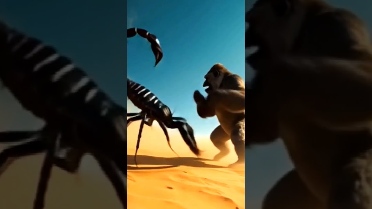Desert scorpion and Gorilla face off in epic animal fight scene 