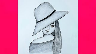 رسم سهل||رسم فتاة كيوت ترتدي قبعة خطوة بخطوة||تعلم الرسم للمبتدئين