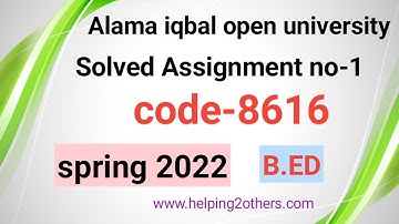 8616 2022 assignment//8616 assignment no-1//8616 solved assignment 2022//2022 8616 assignment no-1//