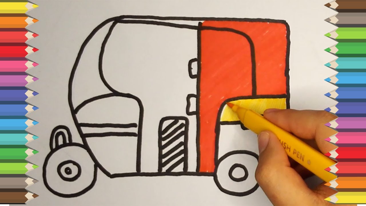 #auto rickshaw drawing / really easy to draw Auto rickshaw - YouTube