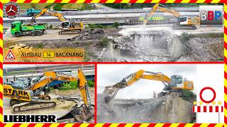 Liebherr R 938, R 928 VA - Brückenabbruch B14 Backnang, Juni 2026. Teil 1