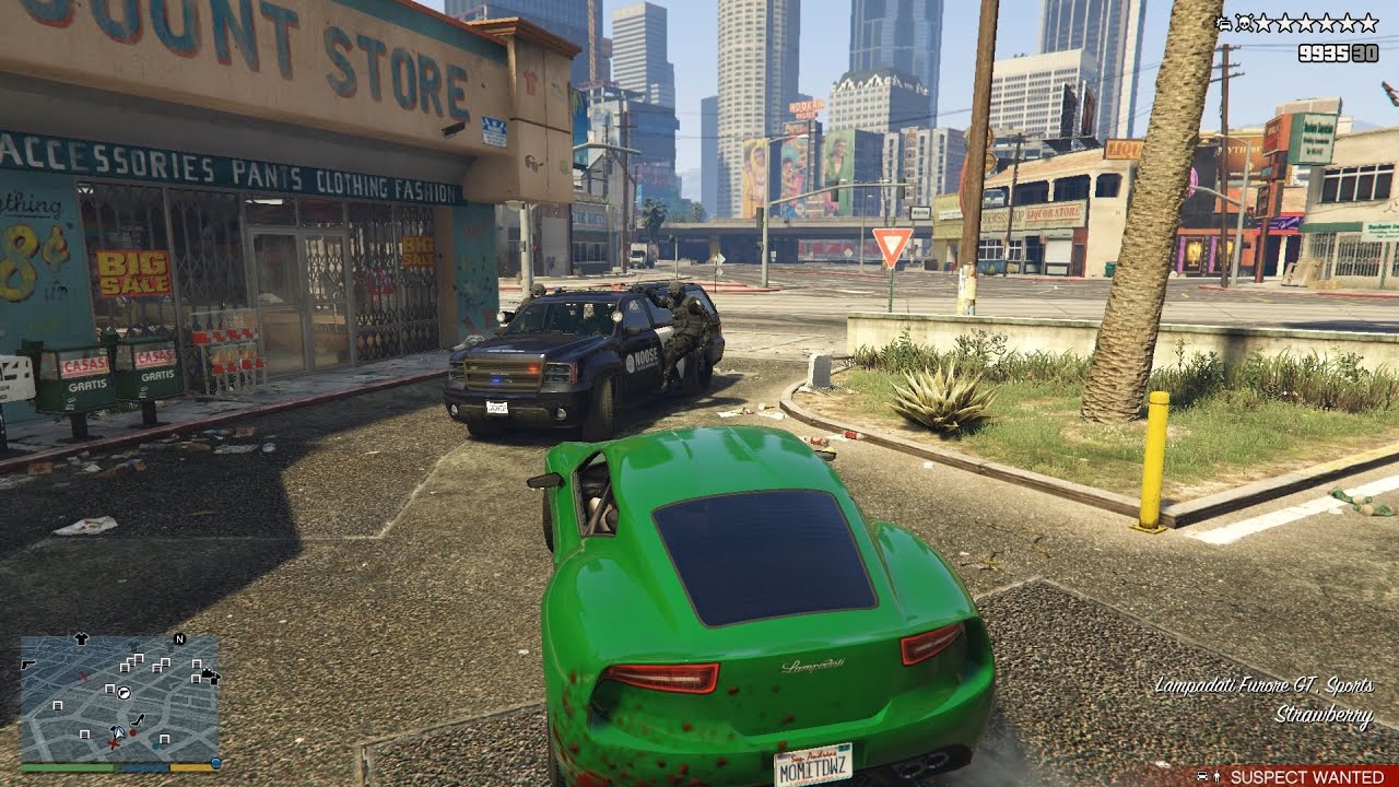 GTA V Franklin's 6 Star Police Shootout + Escape - YouTube