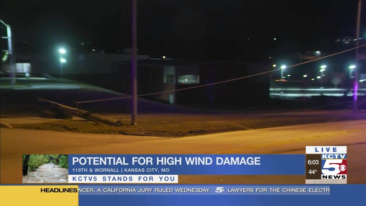 High winds knock over power lines in Kansas City - YouTube