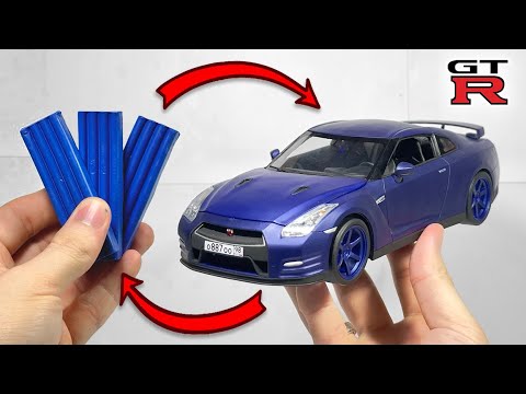 Видео: Превращение пластилина в машину, Nissan GTR r35