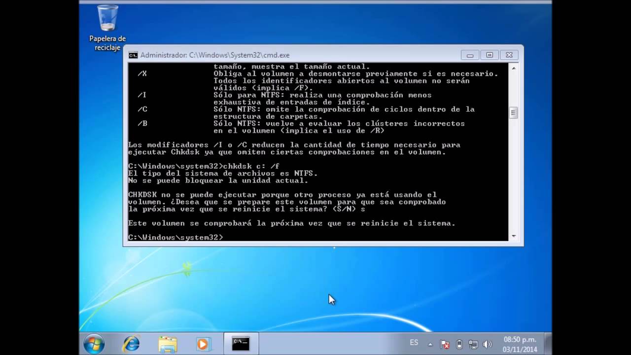 Reparacion Disco duro, Usando el comando CHKDSK. - YouTube