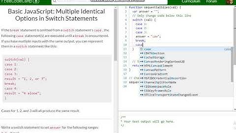 Basic JavaScript Multiple Identical Options in Switch Statements free code camp   Dani
