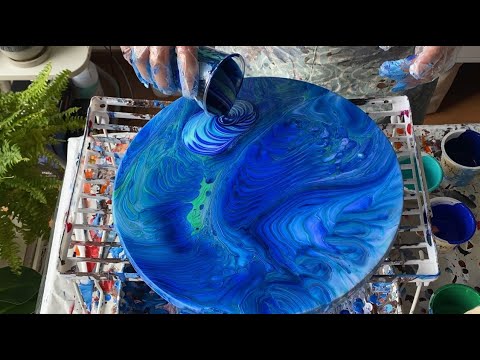 Hidden Agenda – 16″ Acrylic Pour Painting On Round Canvas