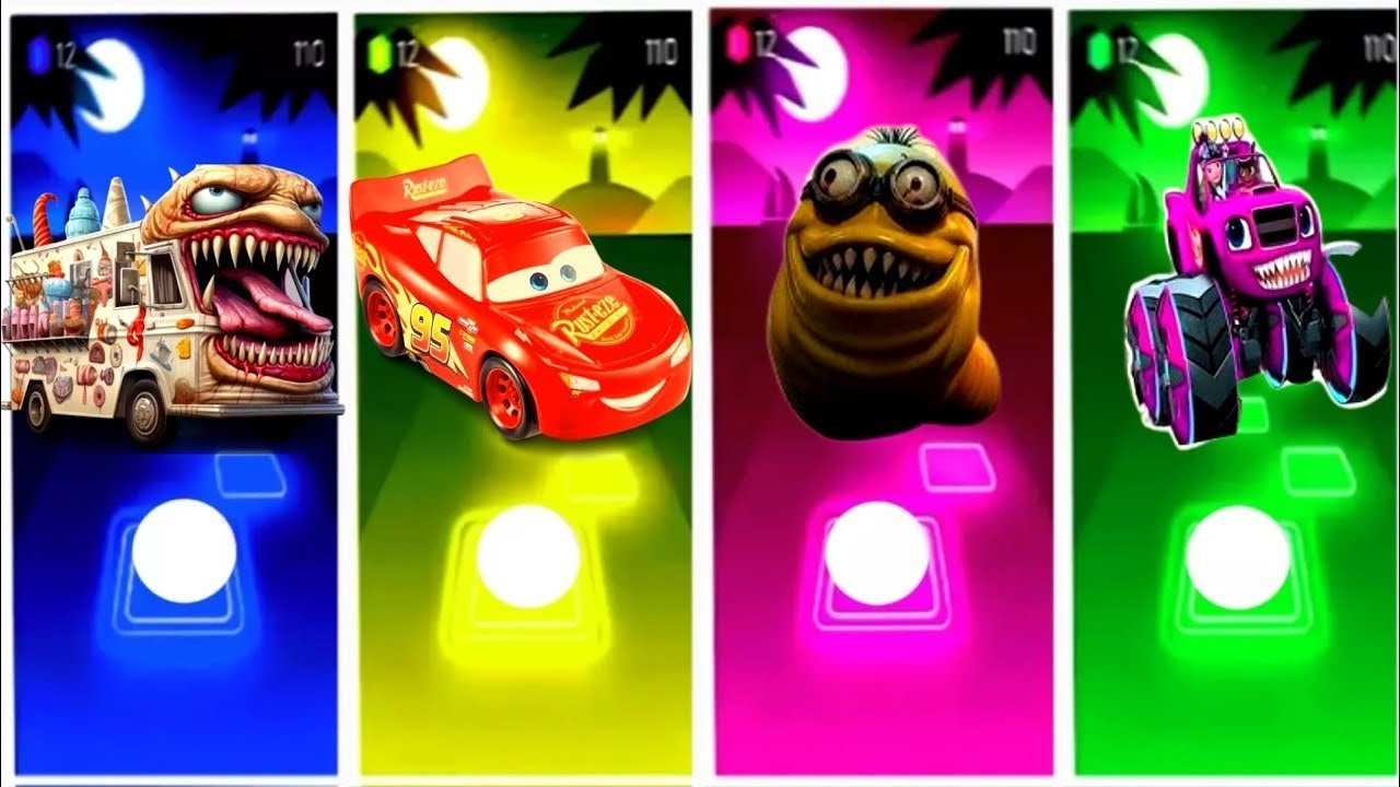 Bus Eater EXE 🆚 Minions Roaches 🆚 McQueen Dinosaur 🆚 McQueen Transformers-Tiles Hop EDM Rush🎶