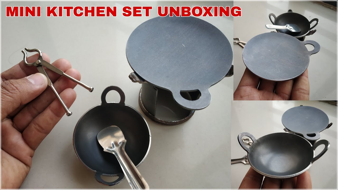 Miniature Kitchen set Unboxing, Miniature Iron Play Set tawa, kadhai and  Stove