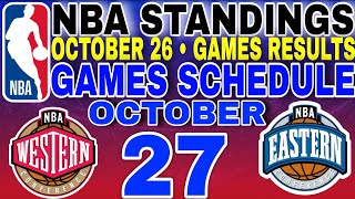 Information NBA STANDINGS TODAY OCTOBER 26, 2026 | latest results | games schedule  October 27, 2026 Update
